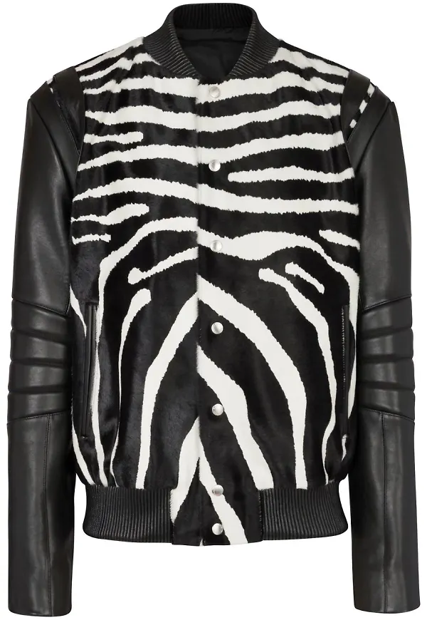 Balmain mönstrad skinnjacka - Svart