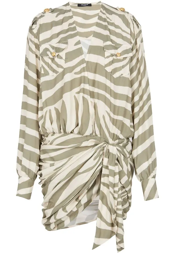 Balmain mönstrad skjortklänning - Neutral