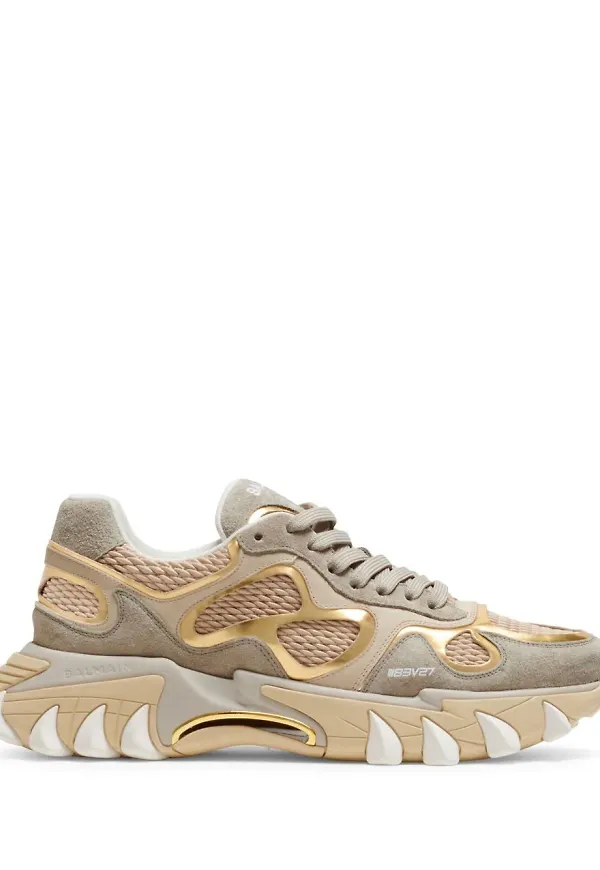 Balmain Neutral B-East Panelled Sneakers - Guldfärgad