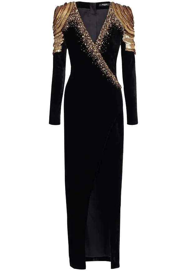 Balmain paljettprydd aftonklänning - Svart