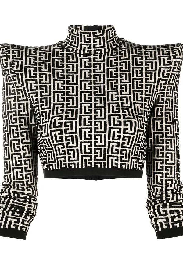 Balmain PB croptop med monogram - Svart