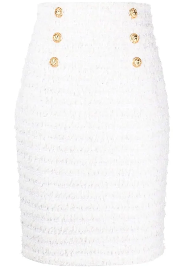 Balmain pennkjol med hög midja - Vit