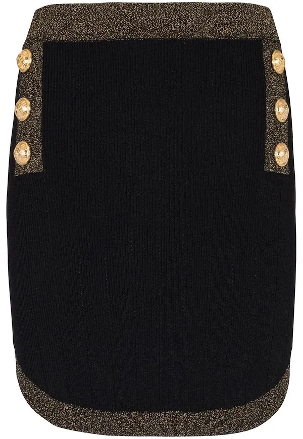 Balmain pennkjol med knappar - Svart