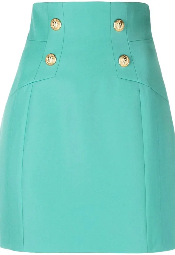 Balmain pennkjol med knappdetalj - Grön