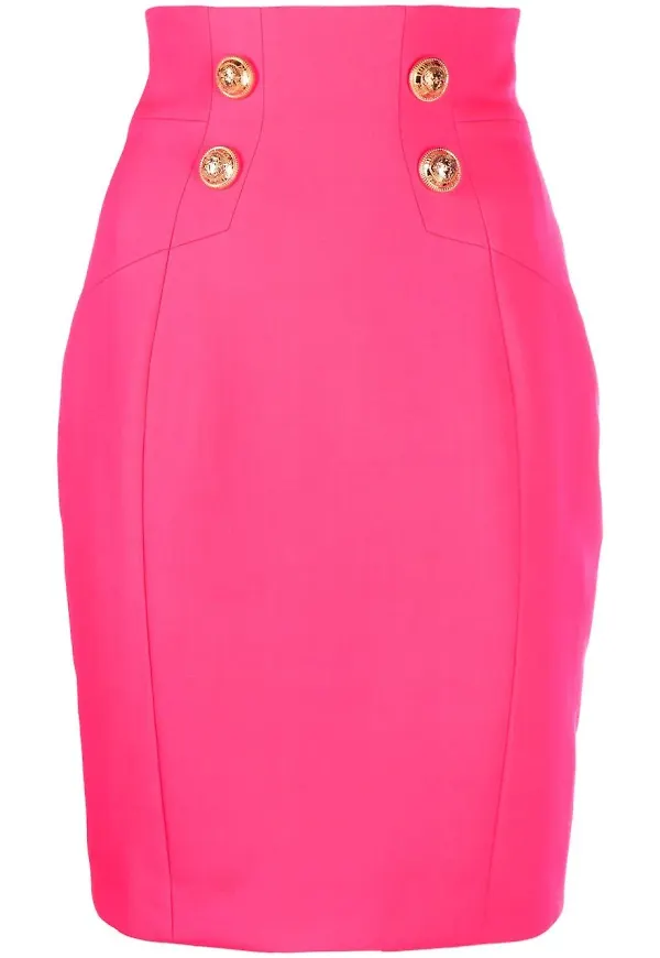 Balmain pennkjol med logotypknapp - Rosa