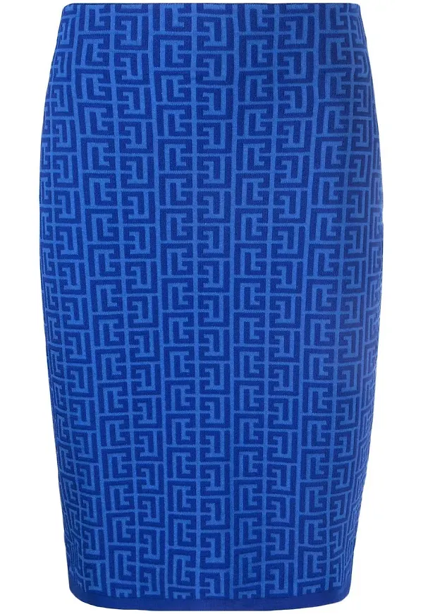 Balmain pennkjol med monogram - Blå