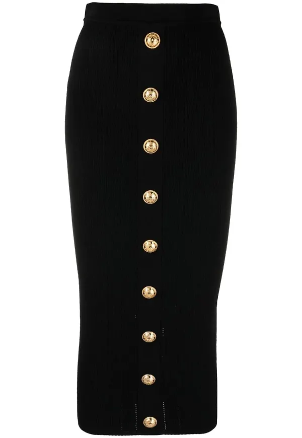 Balmain pennkjol med präglad knapp - Svart