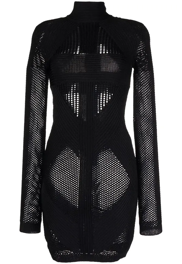 Balmain perforerad stickad klänning - Svart