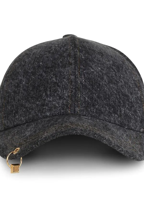 Balmain piercing-detail denim cap - Grå
