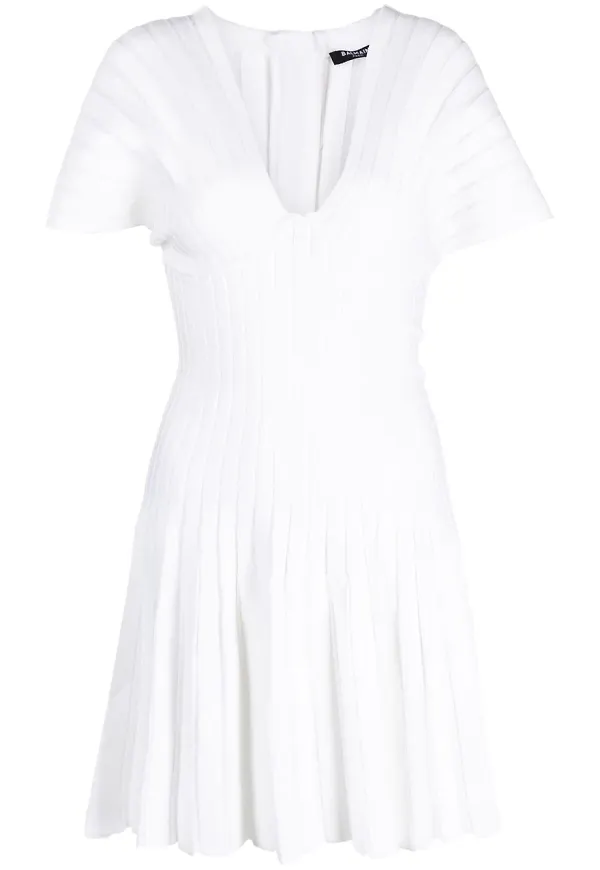 Balmain plisserad miniklänning i mesh - Vit