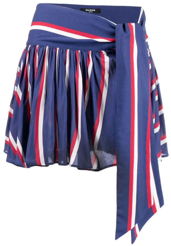 Balmain plisserad randig minikjol - Blå