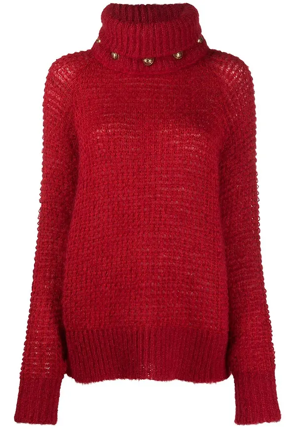 Balmain polotröja med knappar - Röd