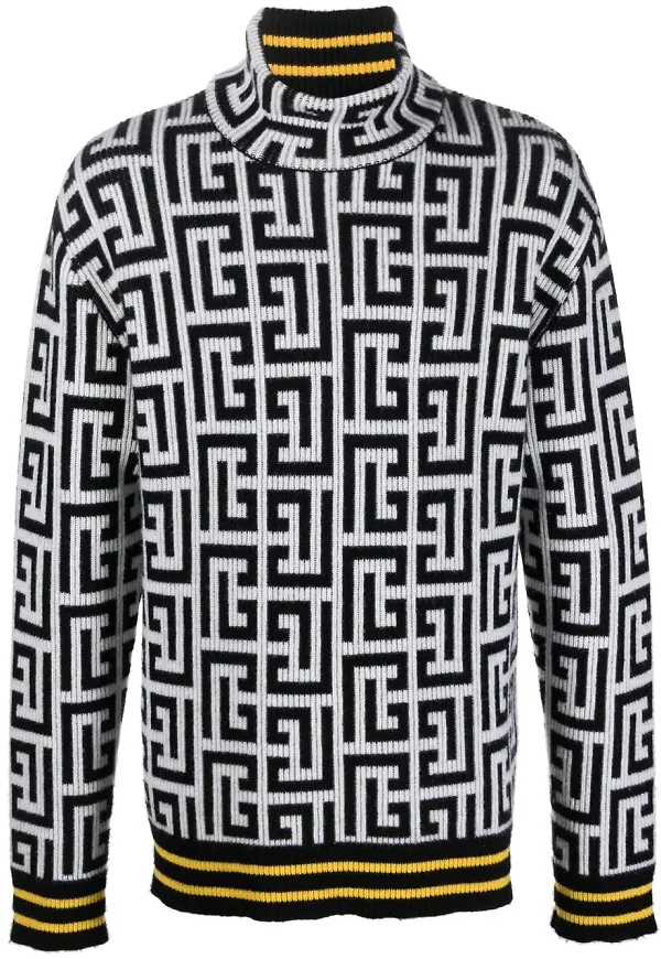 Balmain polotröja med monogram - Svart