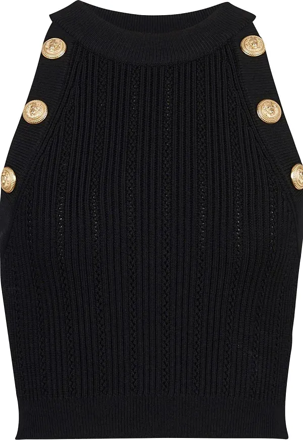 Balmain präglad croptop - Svart