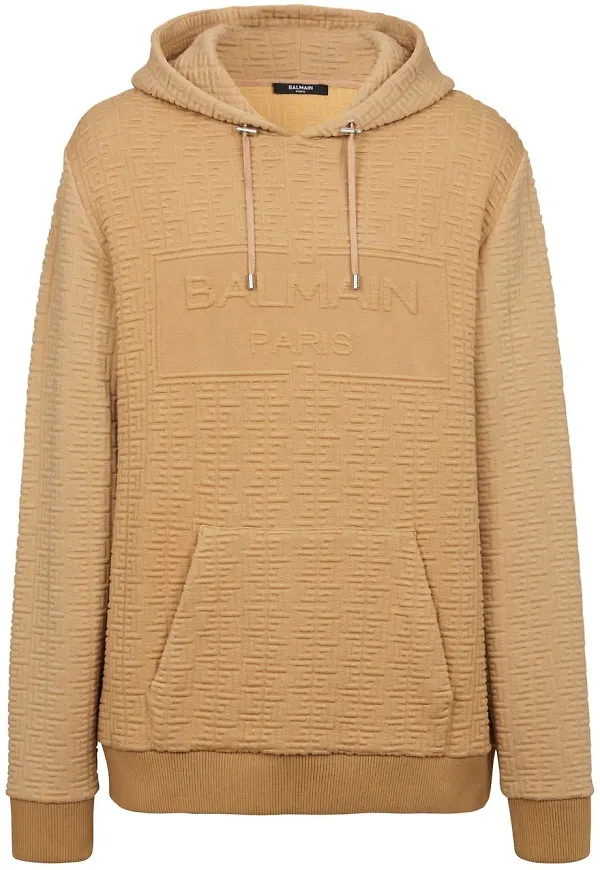 Balmain präglad hoodie med monogram - Neutral