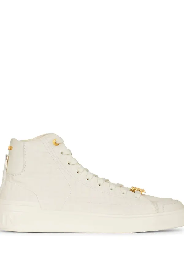 Balmain präglade höga sneakers - Vit