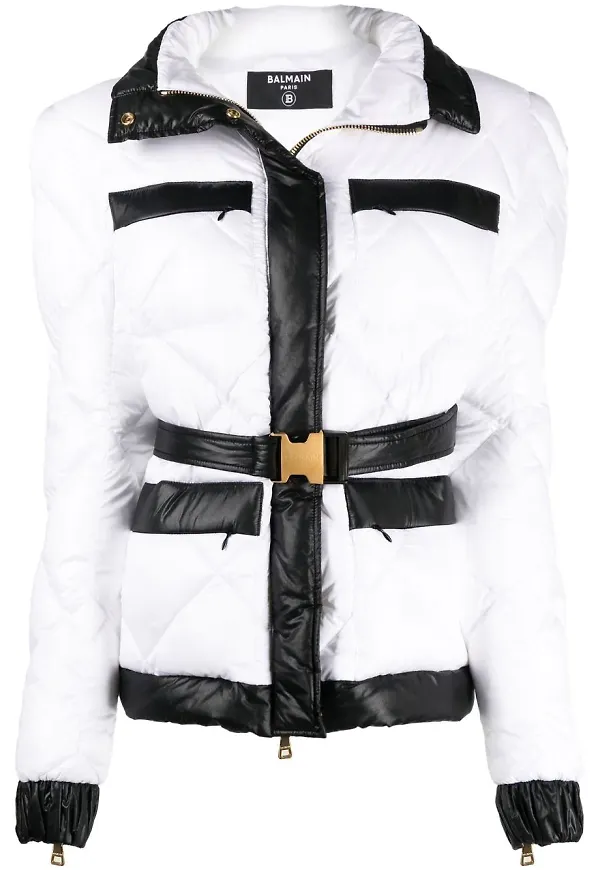 Balmain puffjacka med bälte - Vit