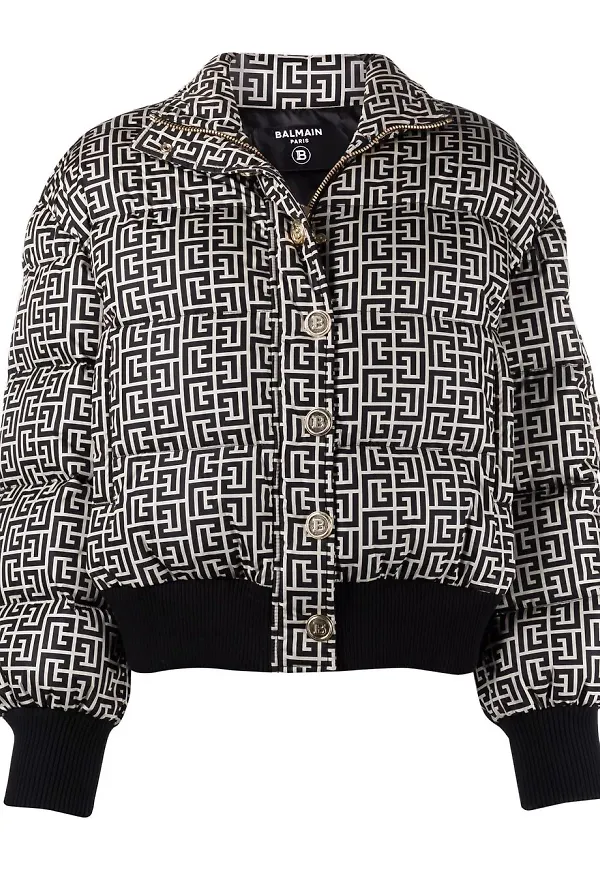 Balmain puffjacka med monogram - Svart