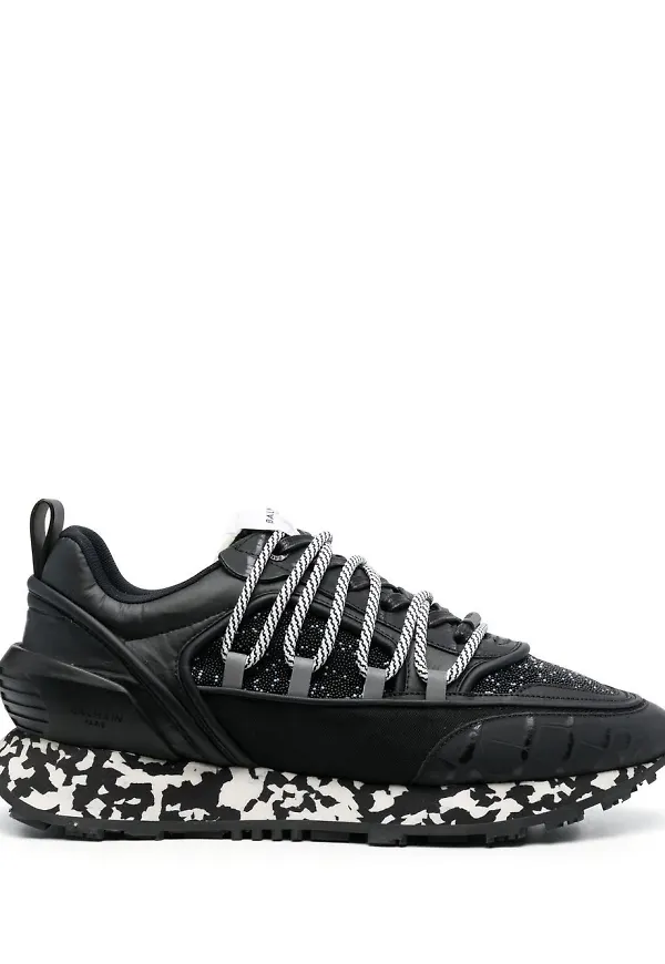 Balmain pärlprydda låga sneakers - Svart
