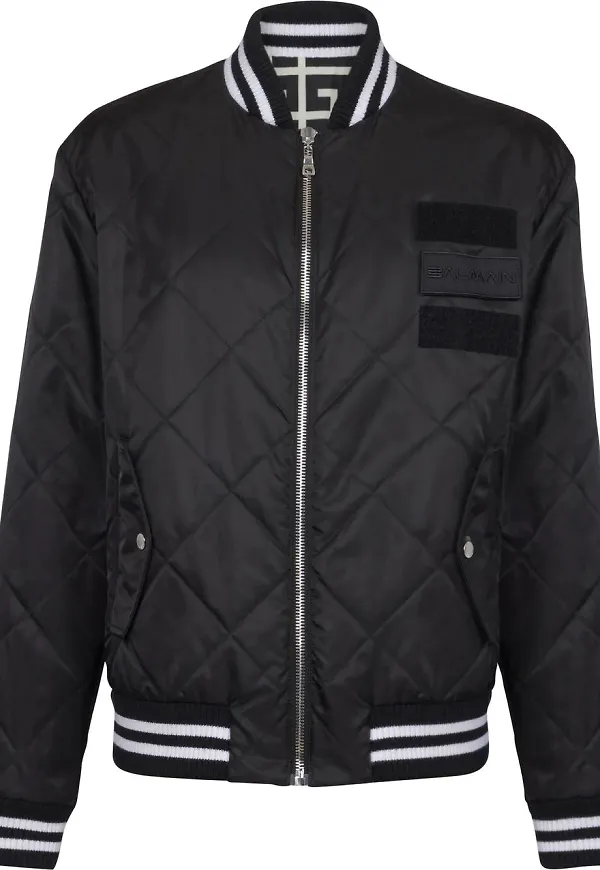 Balmain quiltad bomberjacka - Svart