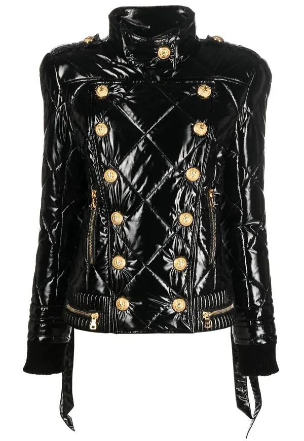 Balmain quiltad dubbelknäppt jacka - Svart