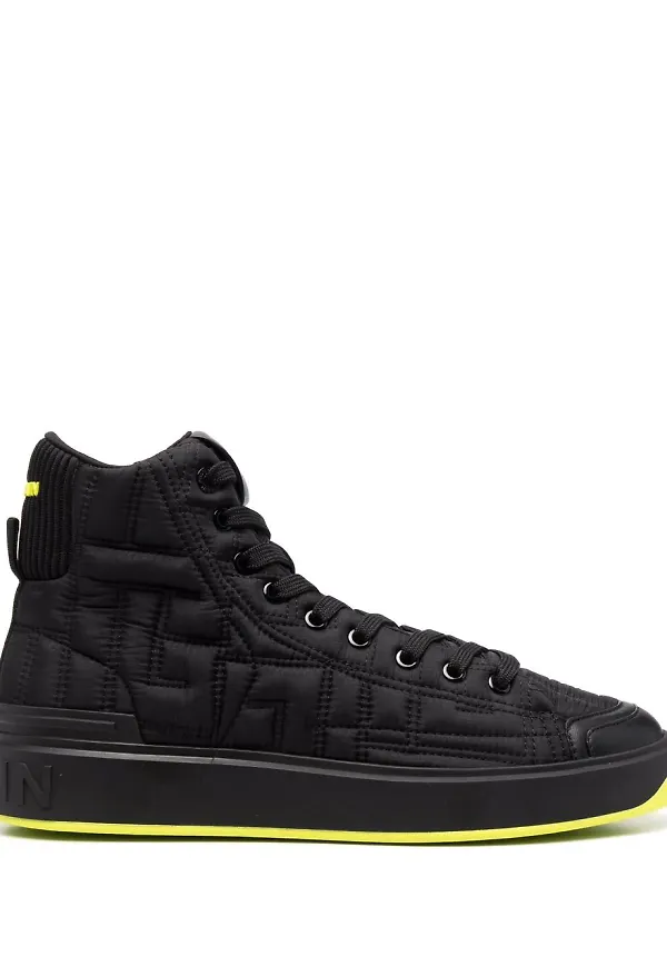 Balmain quiltade höga sneakers - Svart