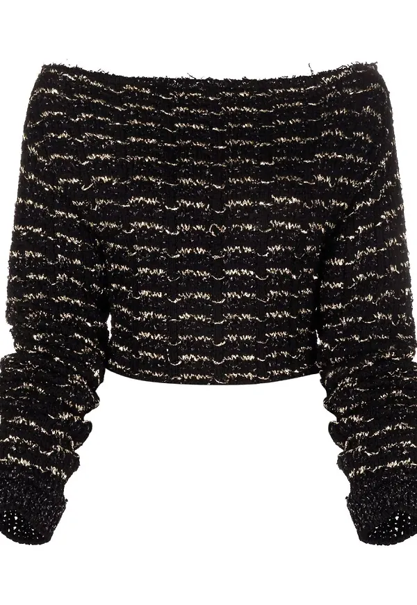 Balmain randig baraxlad croptop - Svart