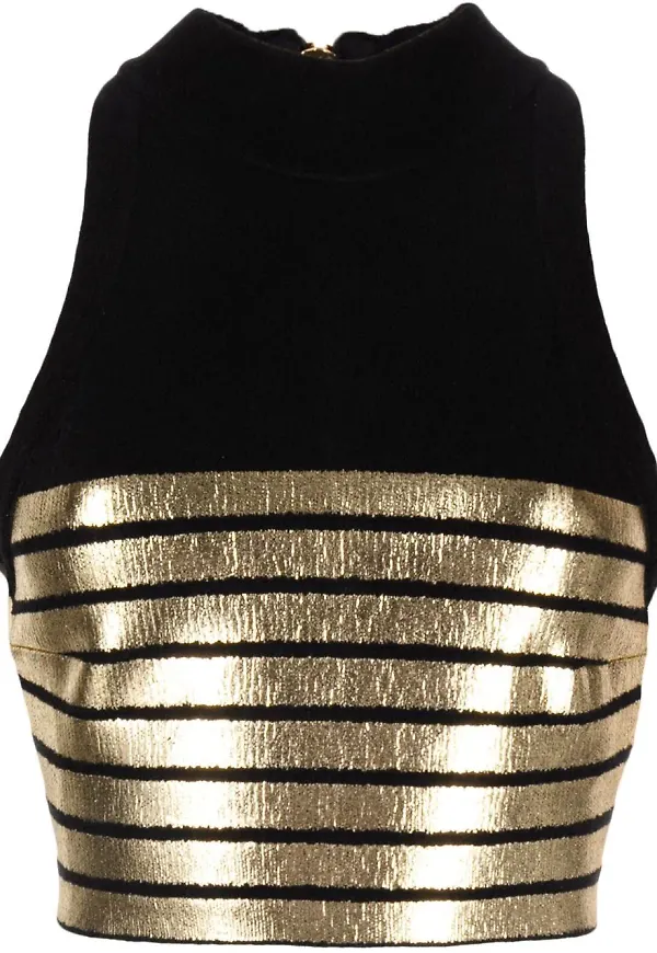 Balmain randig croptop - Svart