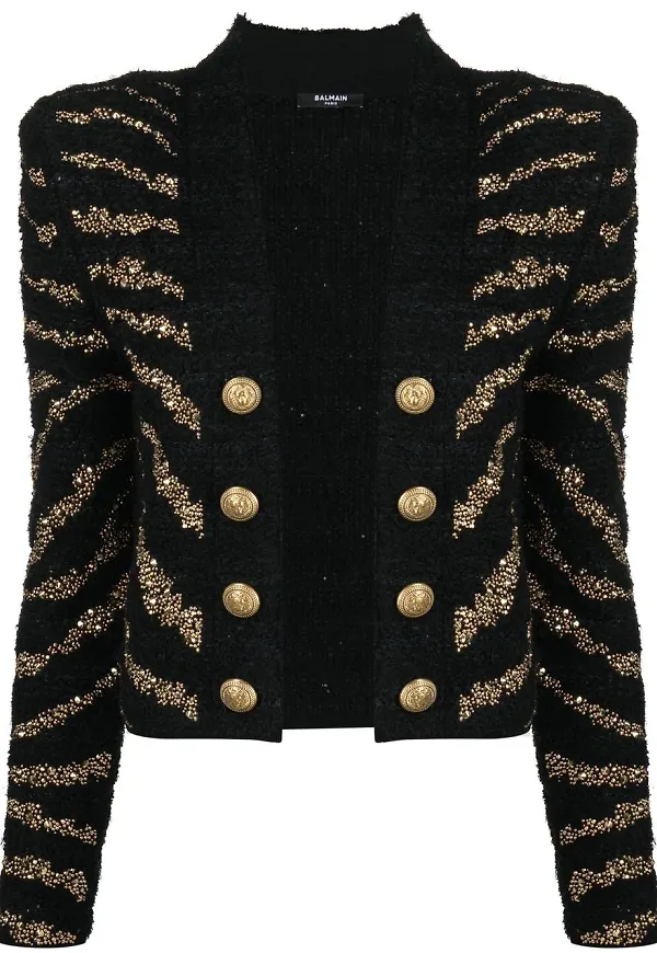 Balmain randig kappa med kofta - Svart