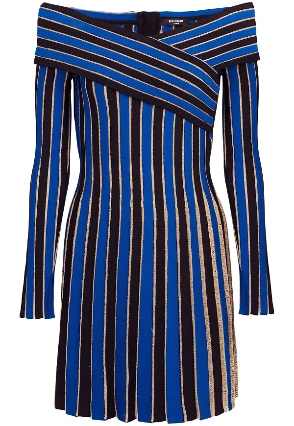 Balmain randig klänning - Blå