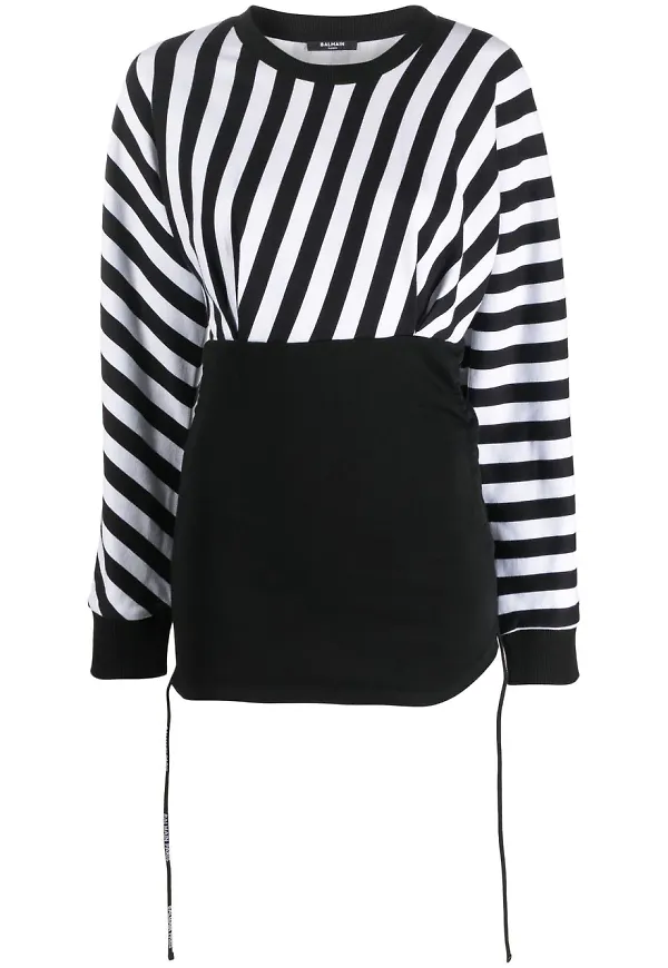 Balmain randig långärmad topp - Svart