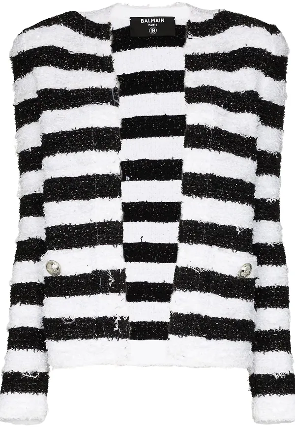 Balmain randig tweedjacka - Svart