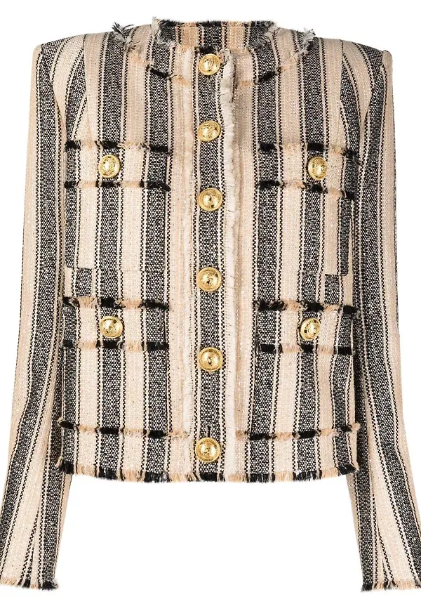 Balmain randig tweedkavaj - Neutral