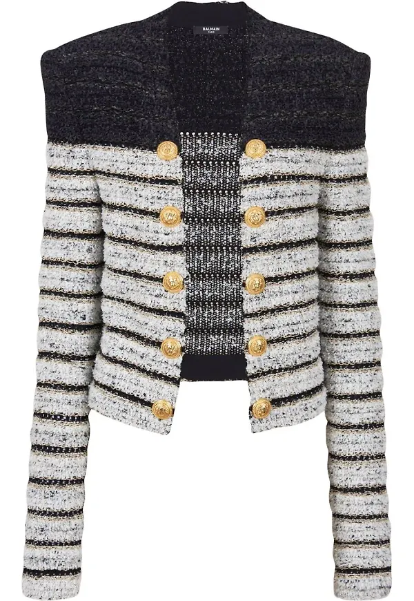 Balmain randig tweedkavaj - Svart