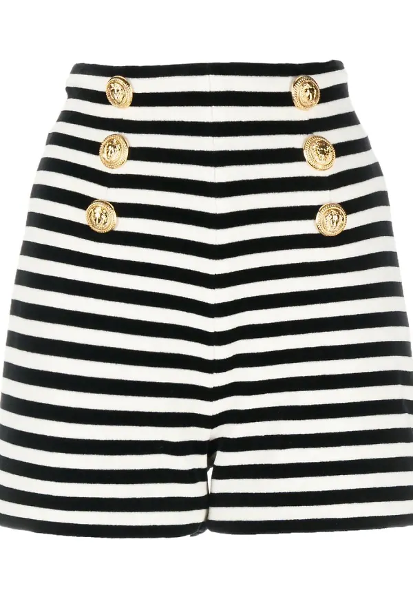 Balmain randiga bomullsshorts - Svart