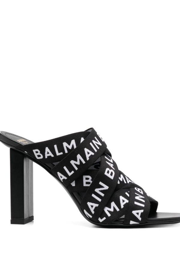 Balmain remsandaler med logotyp - Svart
