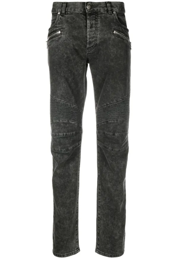 Balmain ribbad tapered-jeans - Svart