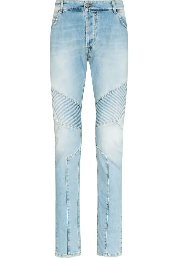 Balmain ribbade skinny-jeans - Blå