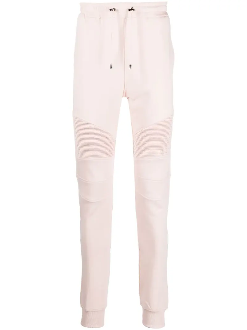 Balmain ribbade sweatpants med logotyp - Rosa