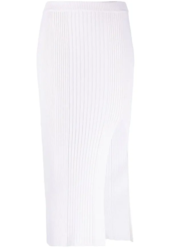 Balmain ribbstickad midikjol - Neutral