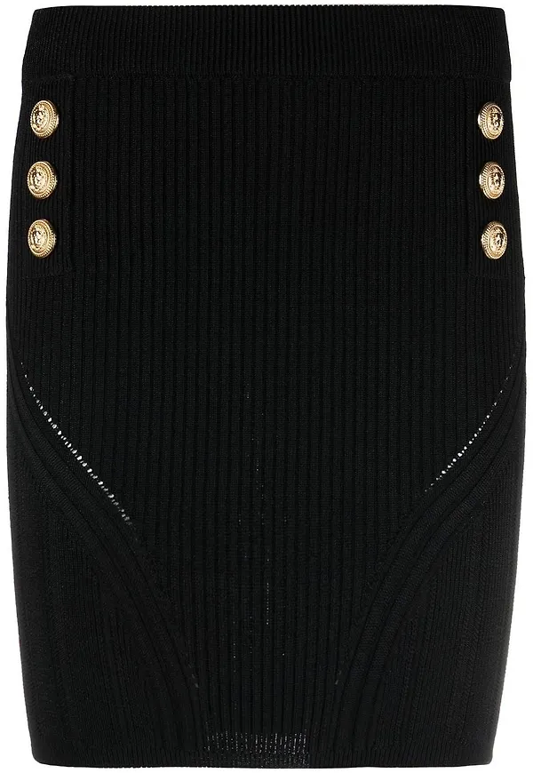 Balmain ribbstickad minikjol - Svart
