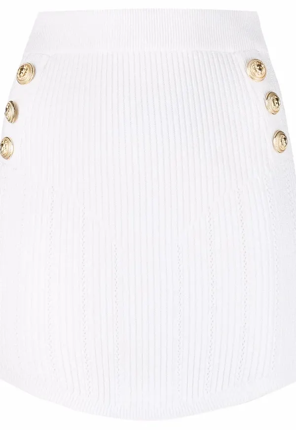 Balmain ribbstickad minikjol - Vit