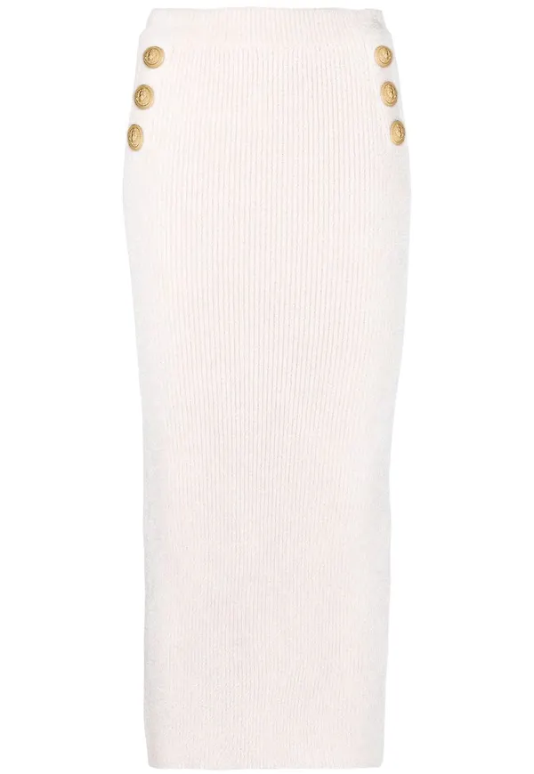 Balmain ribbstickad pennkjol - Rosa