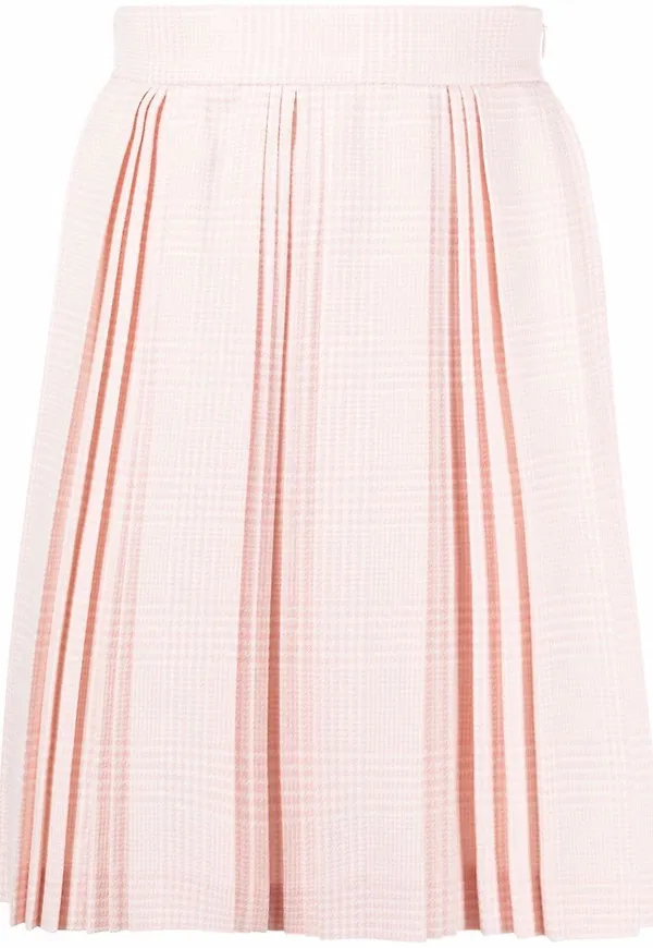 Balmain rutig plisserad kjol - Rosa