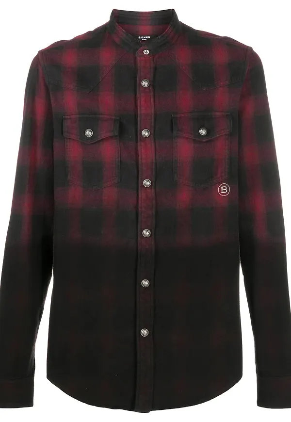 Balmain rutig skjorta - Svart