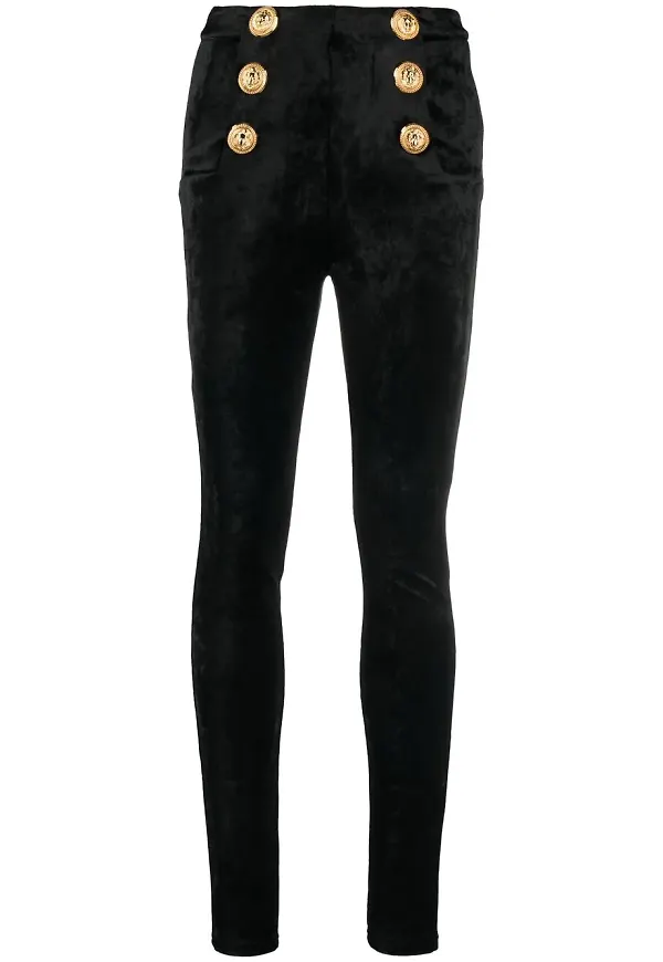 Balmain sammetsbyxor - Svart