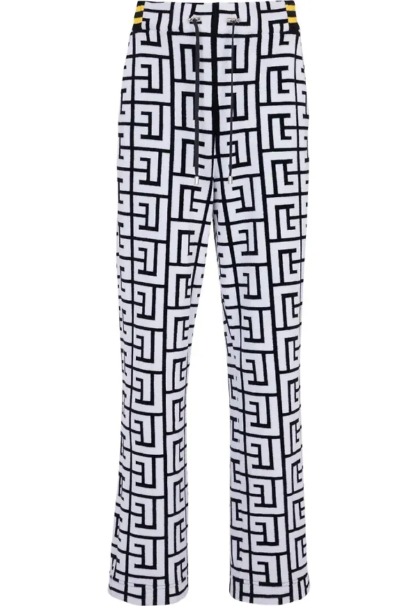 Balmain sammetsbyxor med monogram - Vit