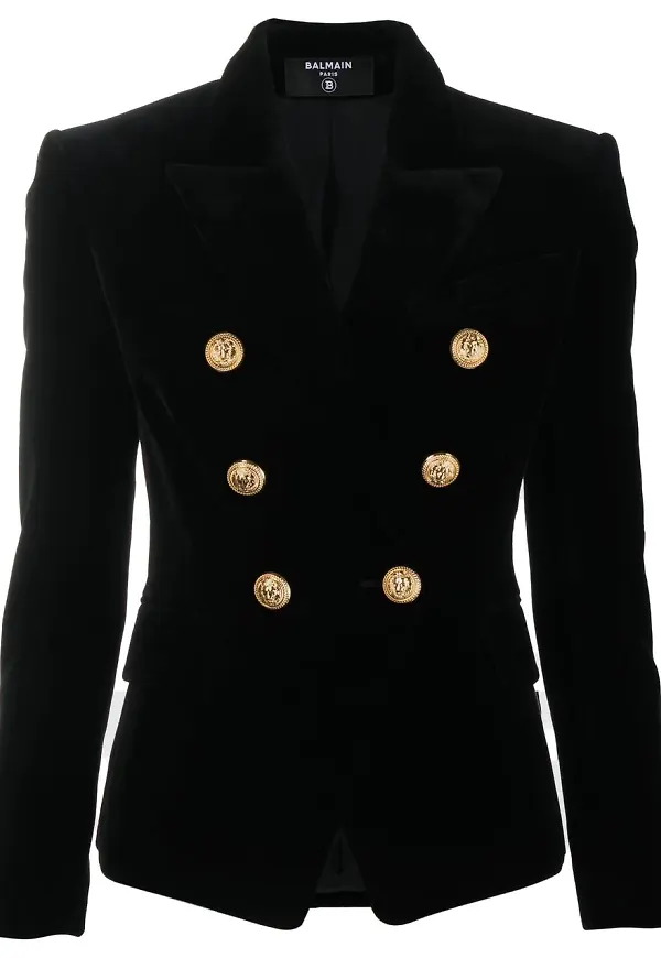 Balmain sammetsjacka med dubbla knappar - Svart