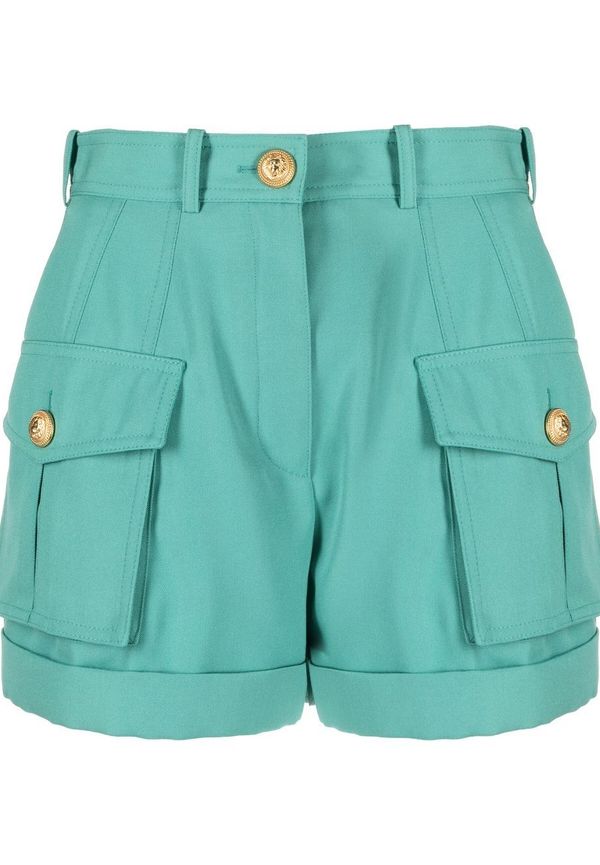 Balmain shorts med hög midja - Grön