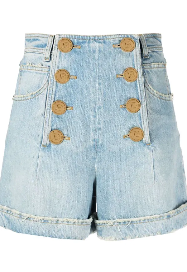 Balmain shorts med knäppning - Blå